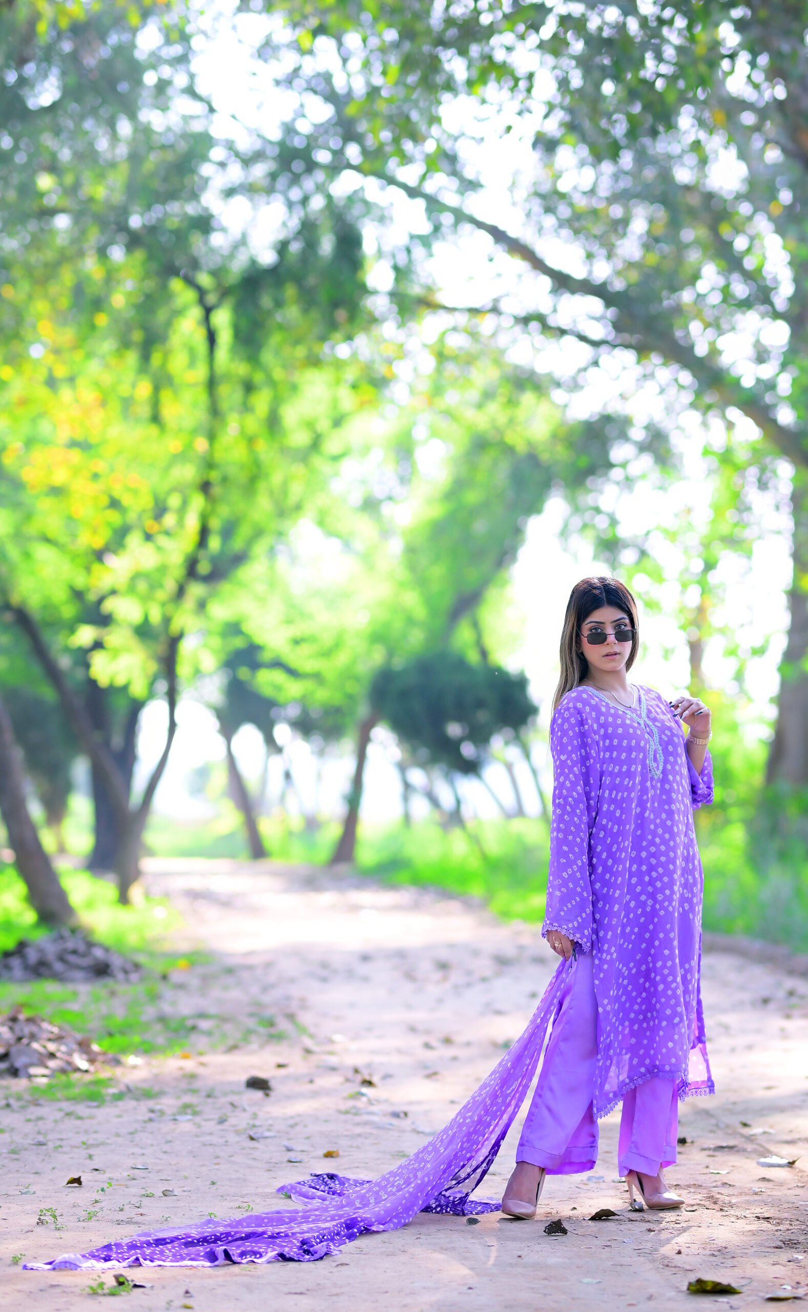 Lavender chunri 3 Piece Stitched—(002) - Image 5