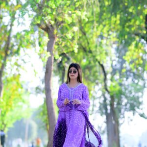 Lavender chunri 3 Piece Stitched—(002)