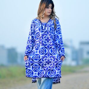 Indigo kurta stitched—(008)